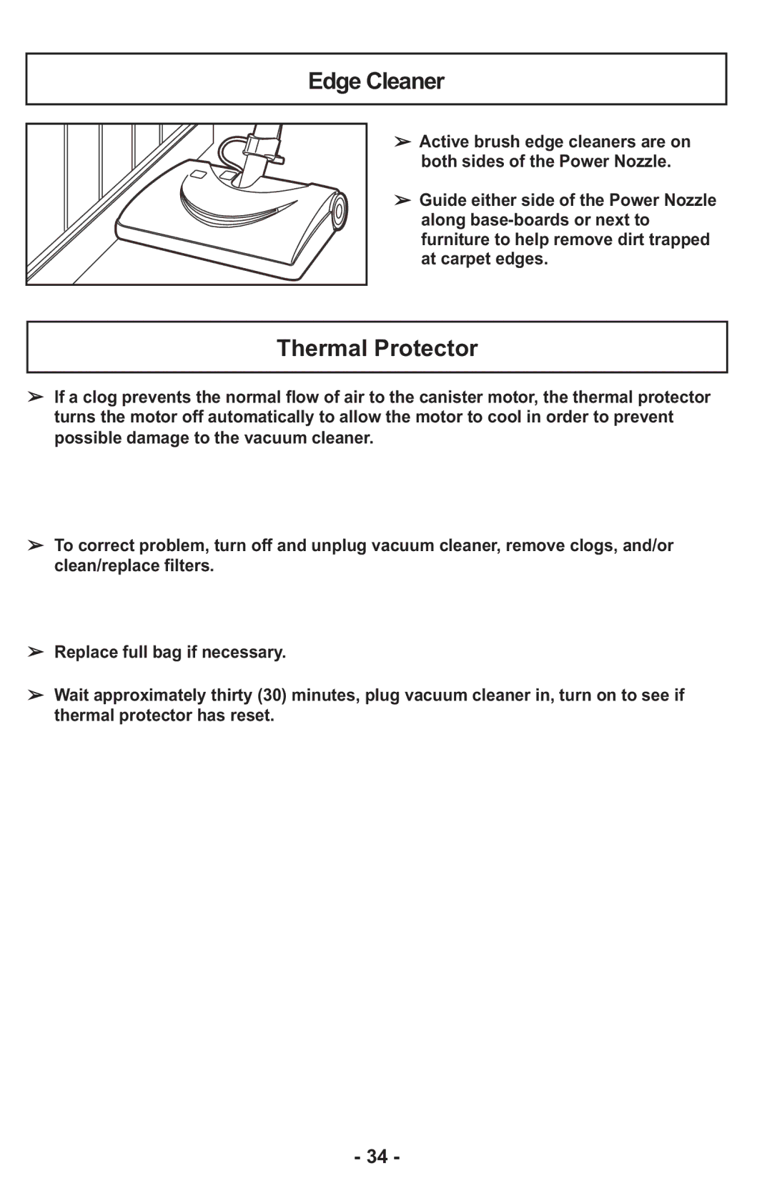 Panasonic MCCG917 manuel dutilisation Edge Cleaner, Thermal Protector 