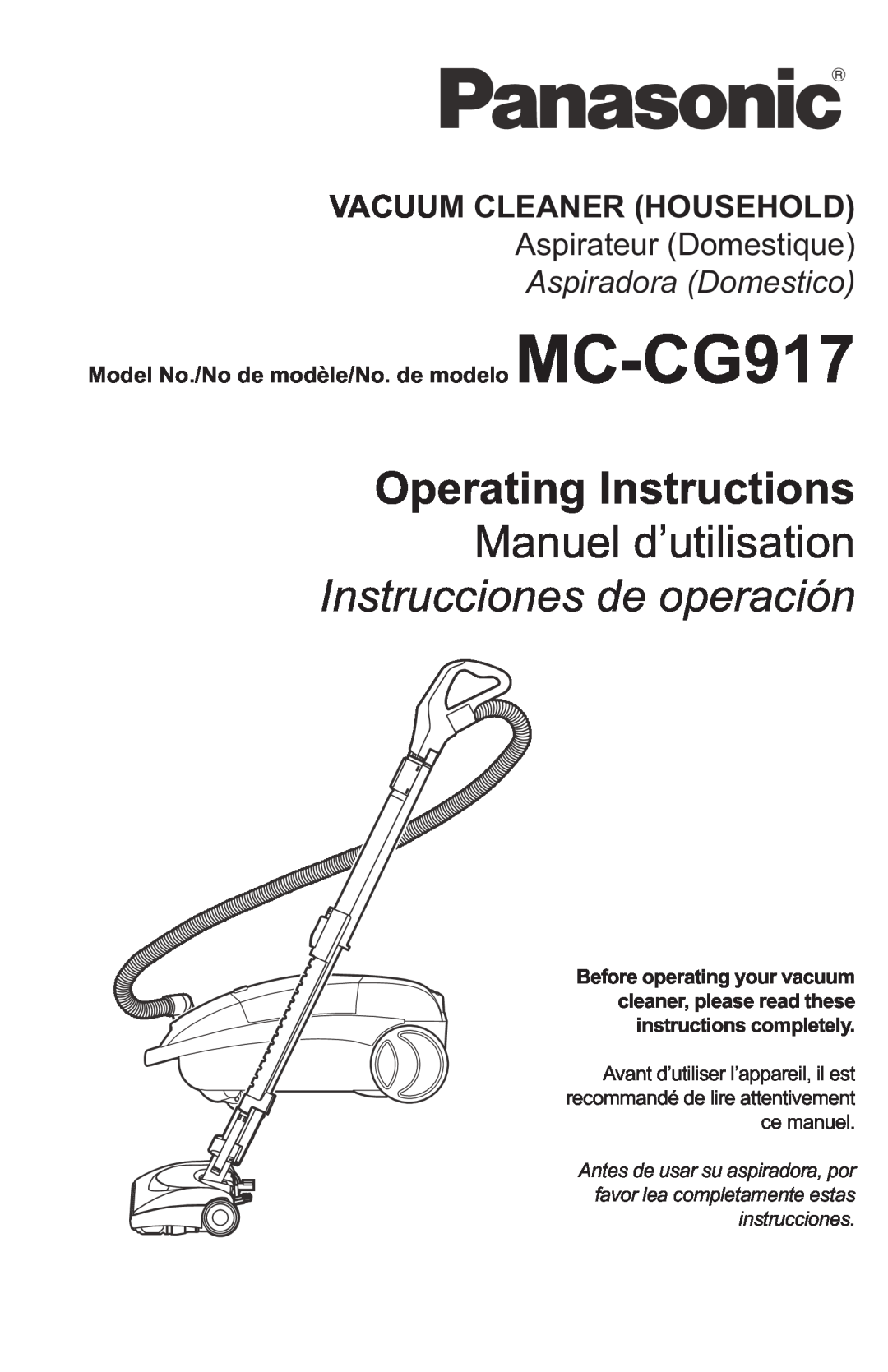 Panasonic MCCG917 manuel dutilisation Operating Instructions, Manuel d’utilisation, Instrucciones de operación 