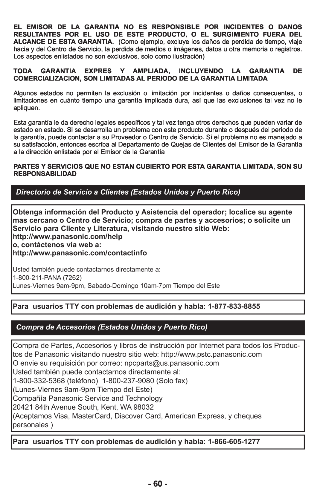 Panasonic MCCG917 manuel dutilisation Compra de Accesorios Estados Unidos y Puerto Rico 
