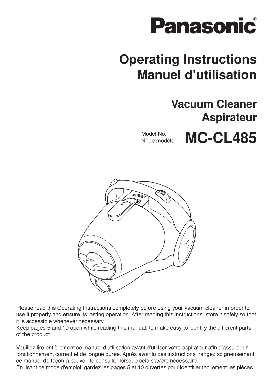 Panasonic Mccl485 manuel dutilisation MC-CL485 