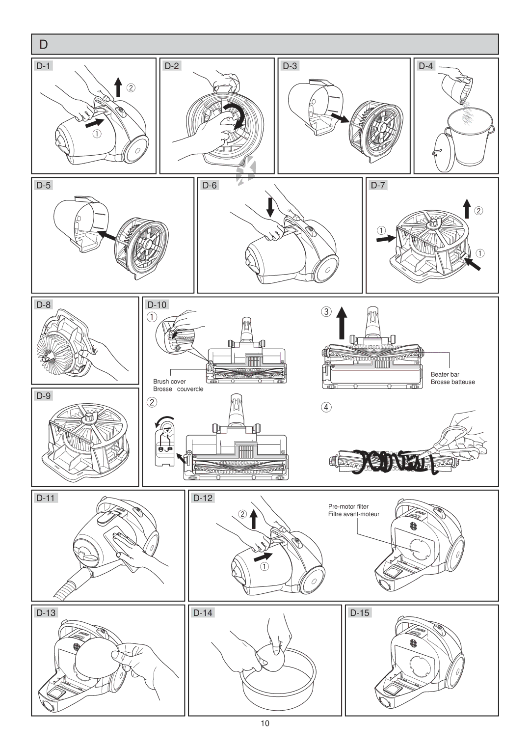 Panasonic Mccl485 manuel dutilisation Brush cover Beater bar Brosse batteuse Brosse à couvercle 