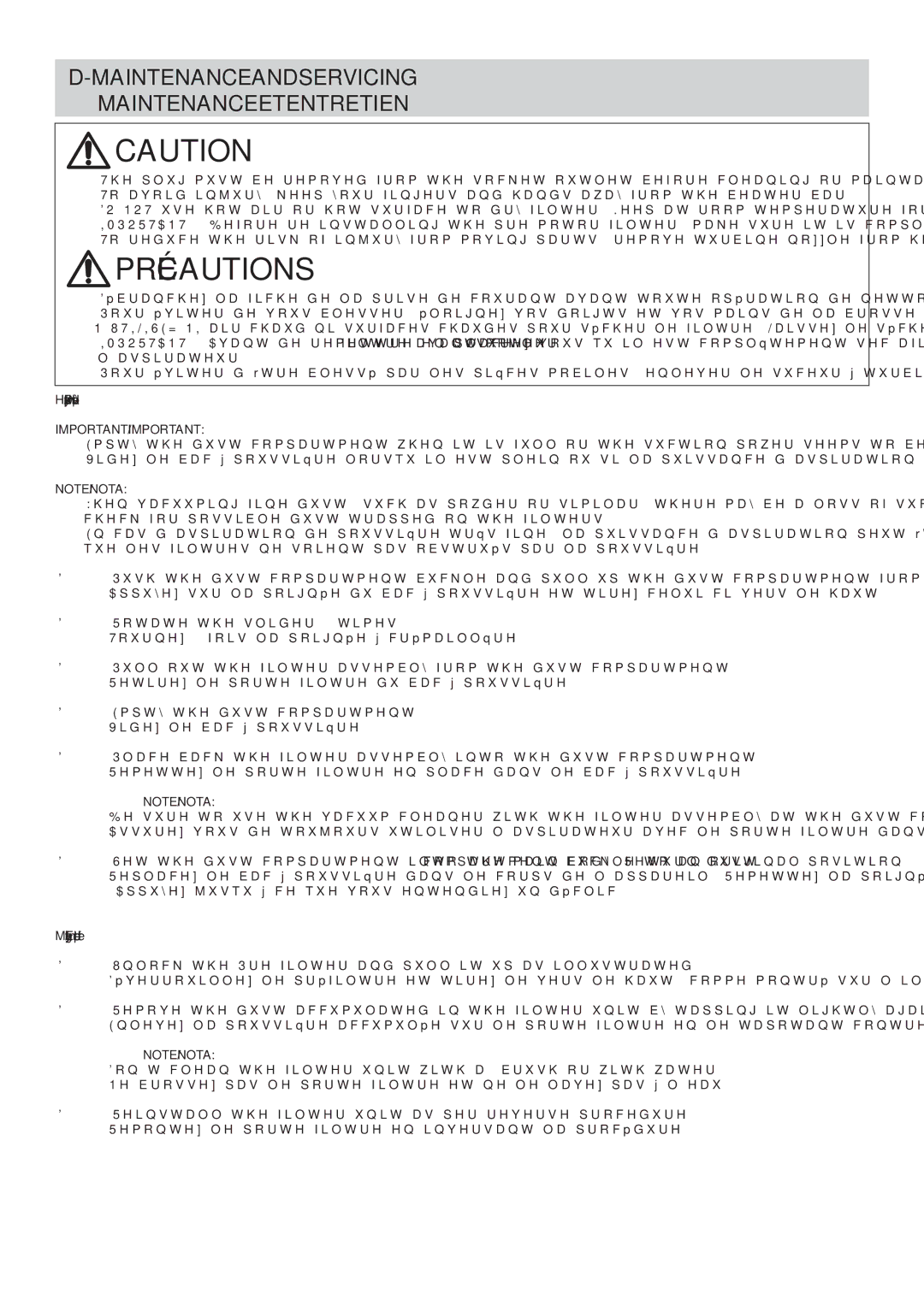 Panasonic Mccl485 manuel dutilisation Maintenance and Servicing Maintenance ET Entretien 