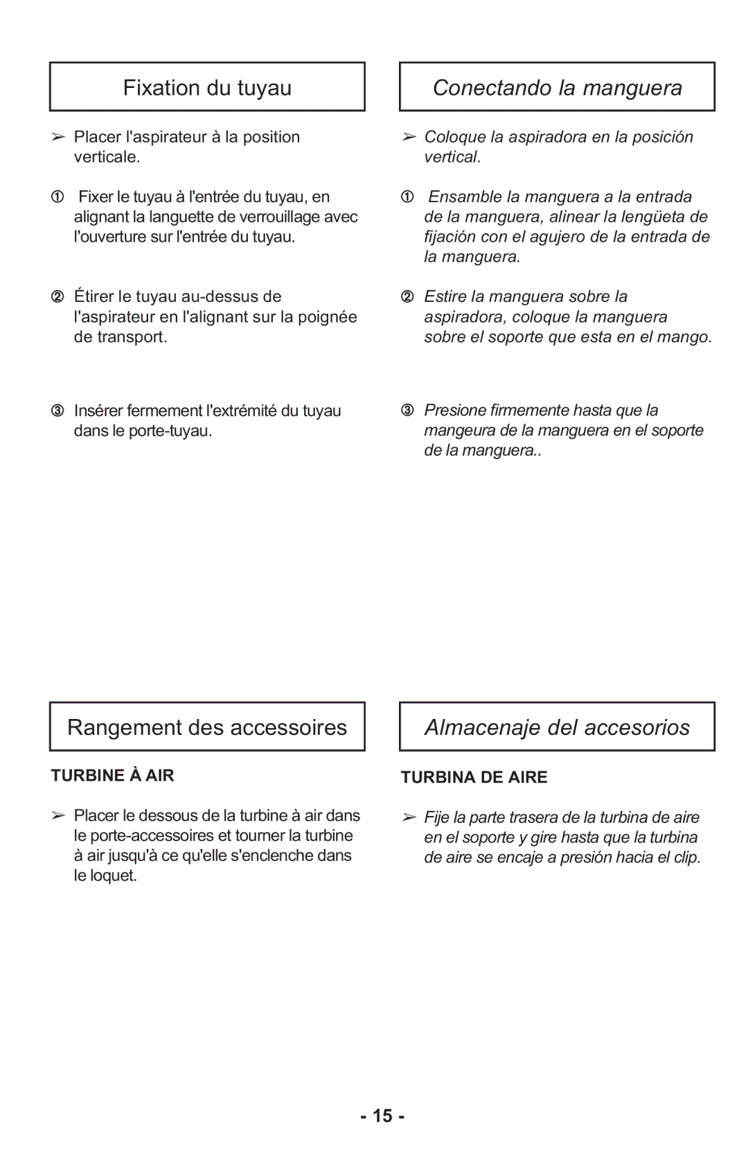 Panasonic MCUL815 operating instructions Conectando la manguera 