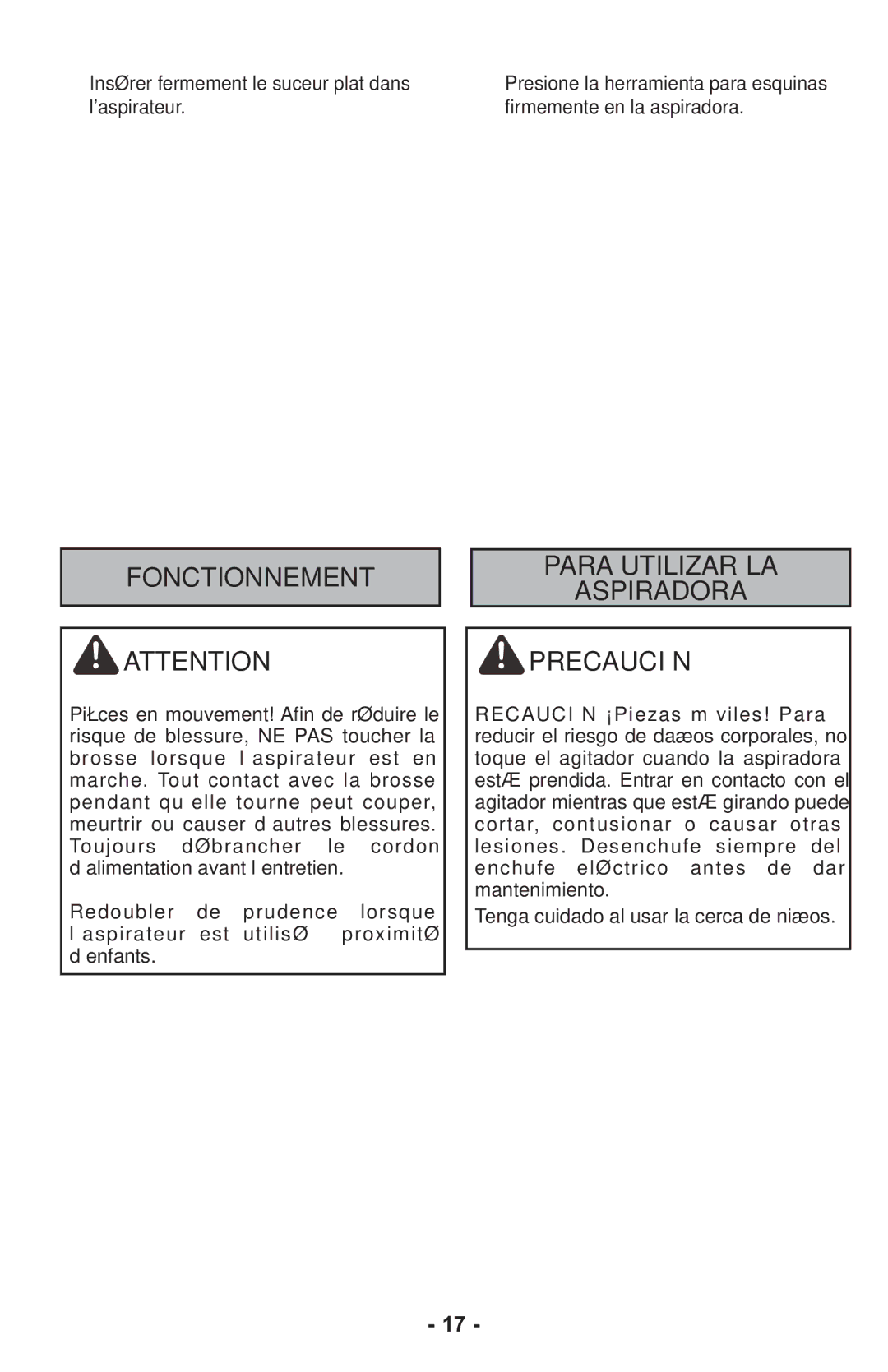 Panasonic MCUL815 operating instructions Para Utilizar LA Aspiradora Precaución 