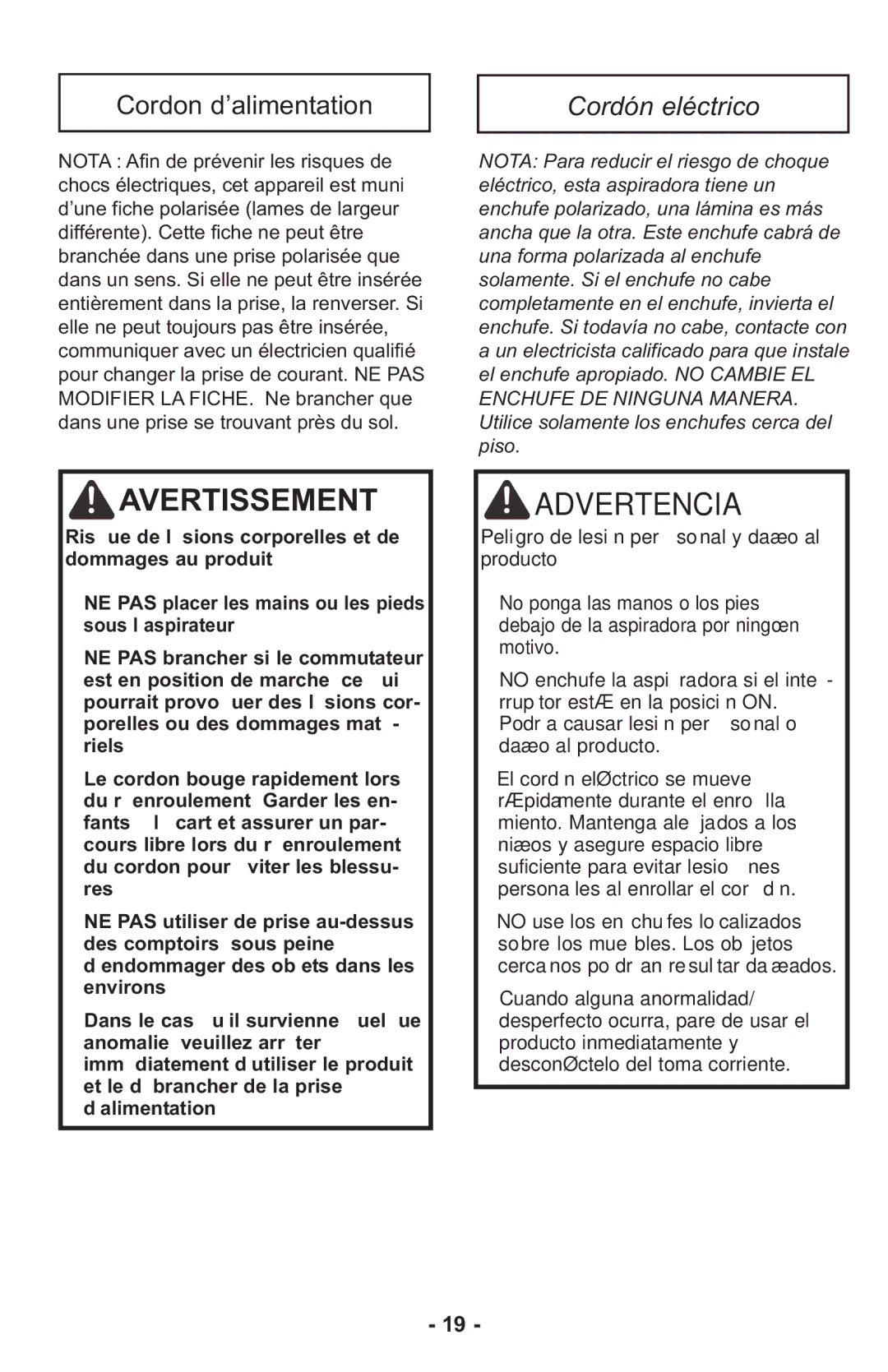 Panasonic MCUL815 operating instructions Advertencia 