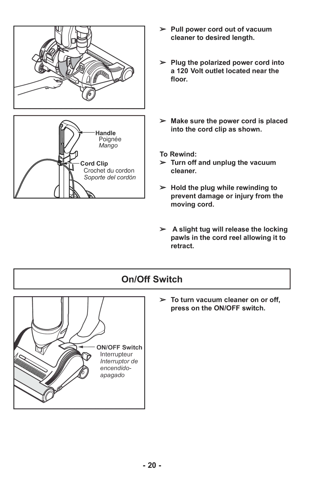 Panasonic MCUL815 operating instructions On/Off Switch 