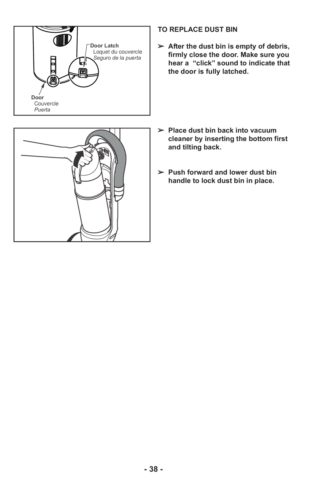 Panasonic MCUL815 operating instructions To Replace Dust BIN 