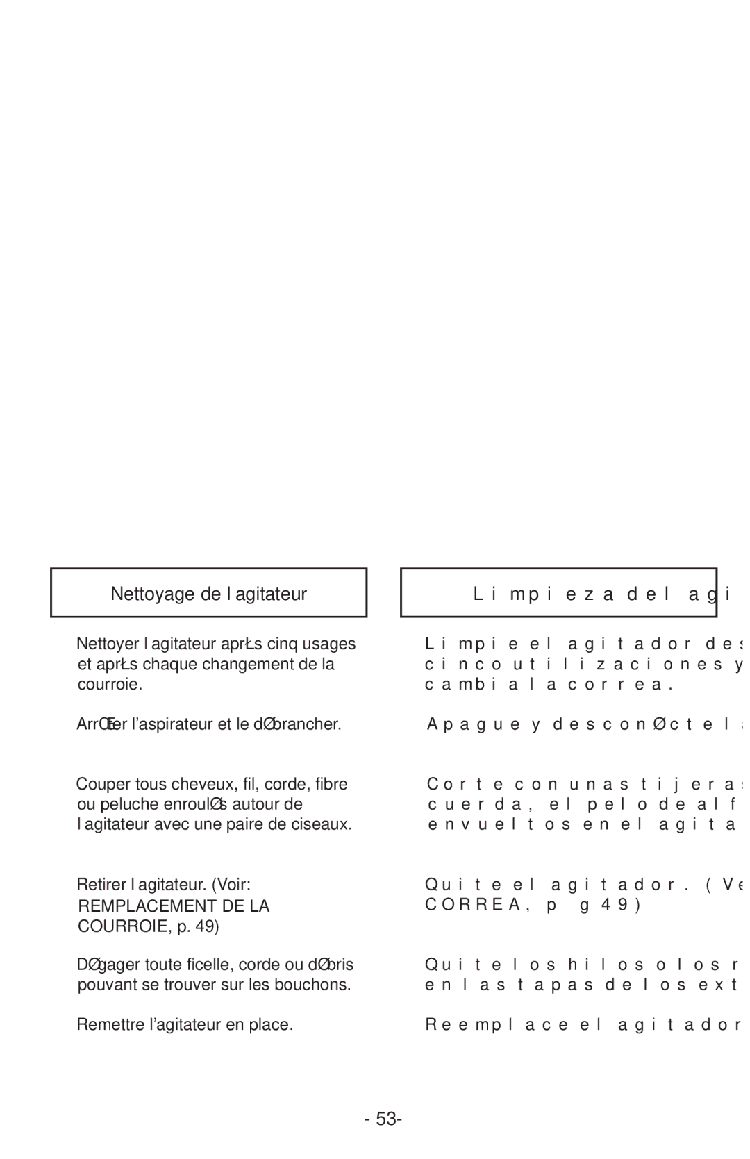 Panasonic MCUL815 operating instructions Nettoyage de l’agitateur, Limpieza del agitador 