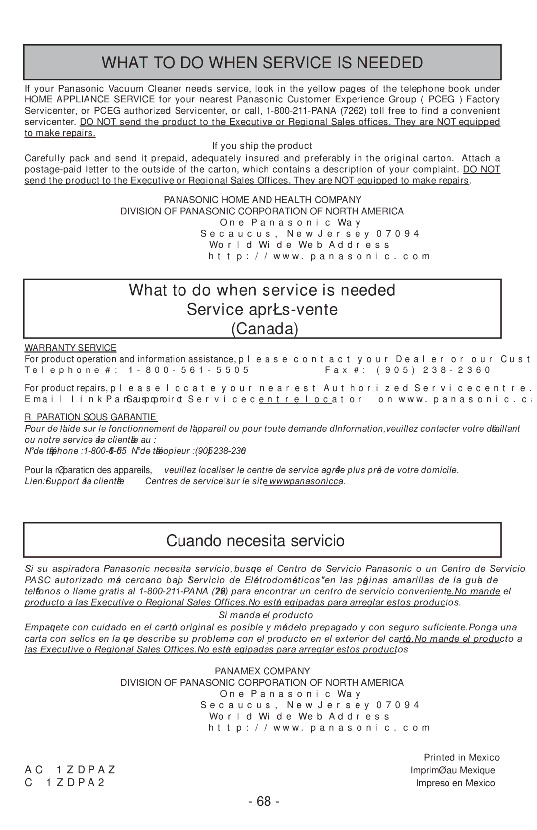 Panasonic MCUL815 operating instructions Cuando necesita servicio 