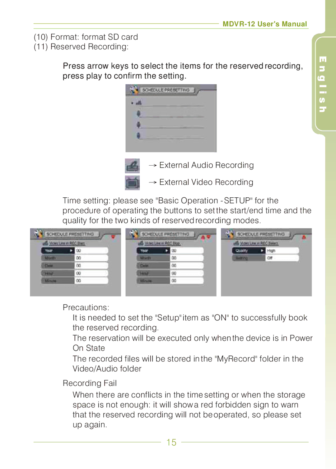 Panasonic MDVR-12 user manual G l i s h 