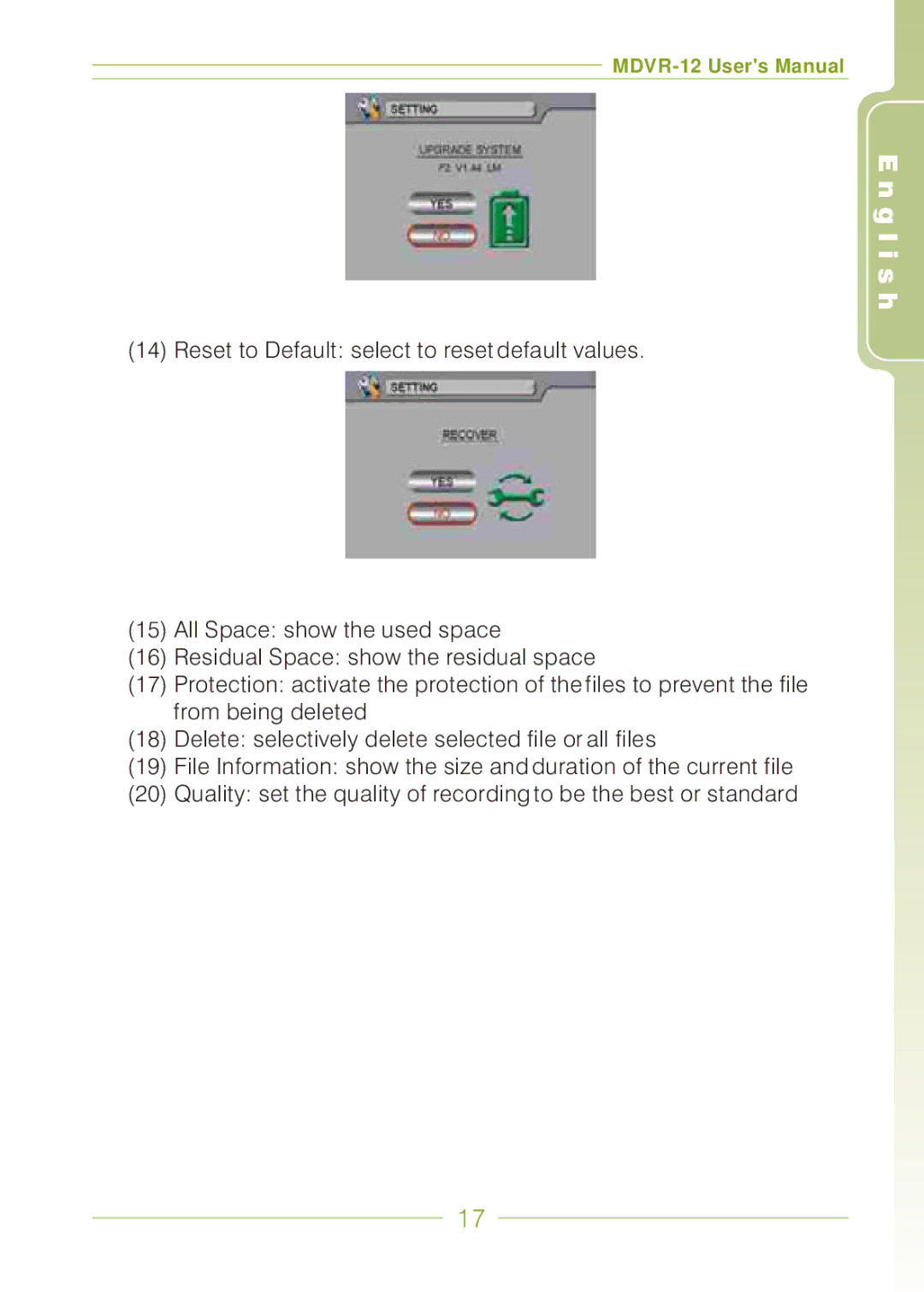 Panasonic MDVR-12 user manual G l i s h 