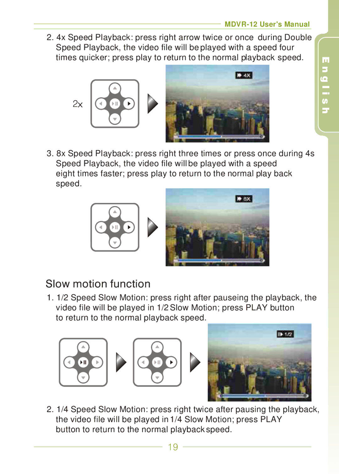 Panasonic MDVR-12 user manual Slow motion function 