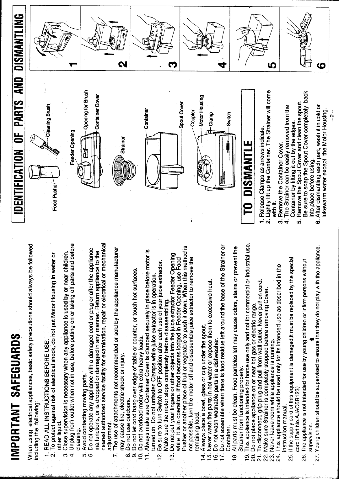 Panasonic MJ-66PRA manual 