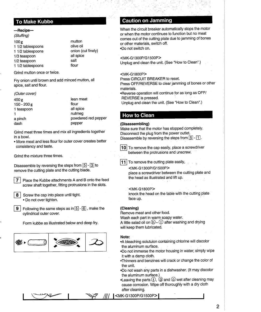 Panasonic MK-G1500P, MK-G1800P, MK-G1300P manual 