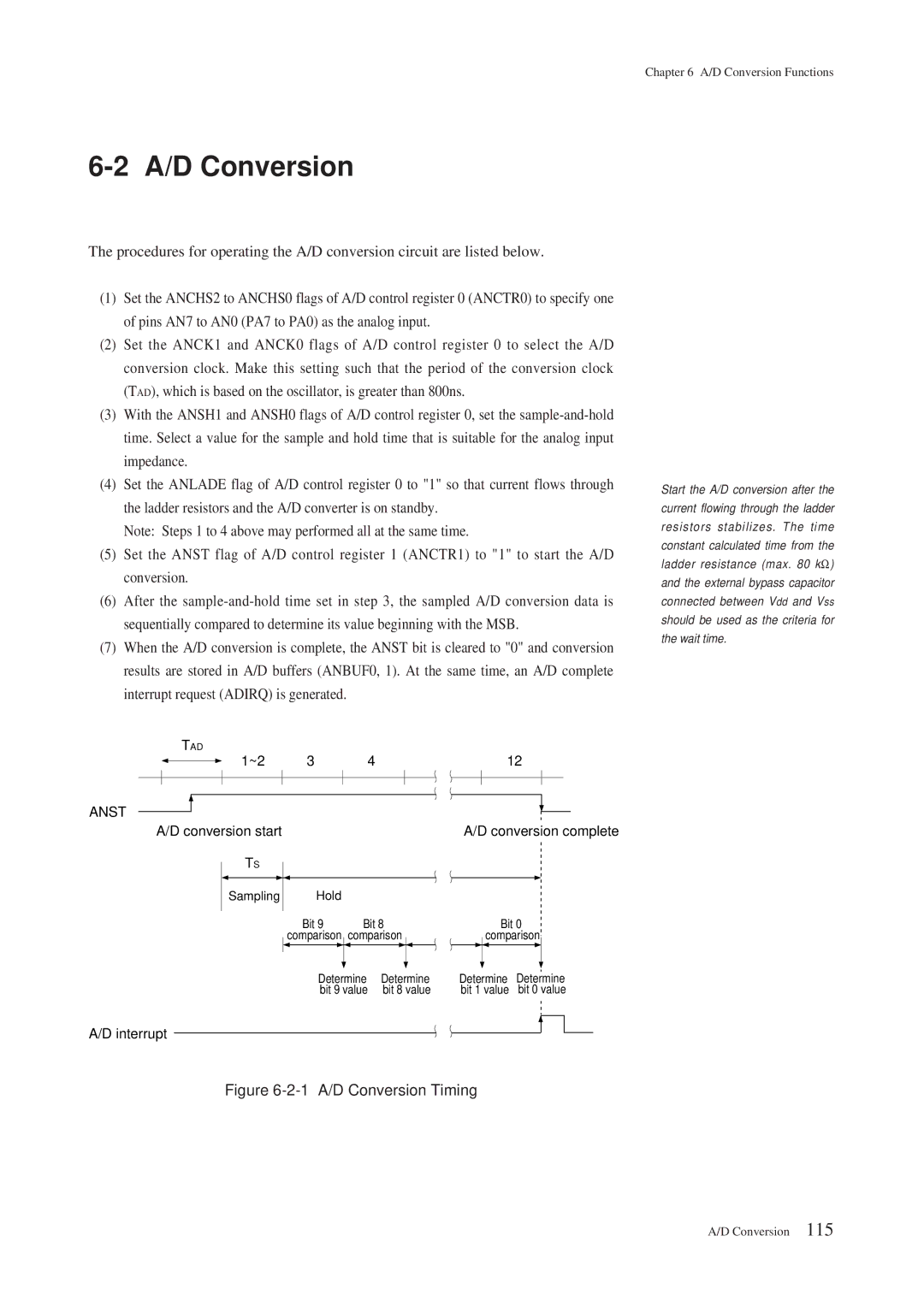 Panasonic MN101C00 user manual 1 A/D Conversion Timing 