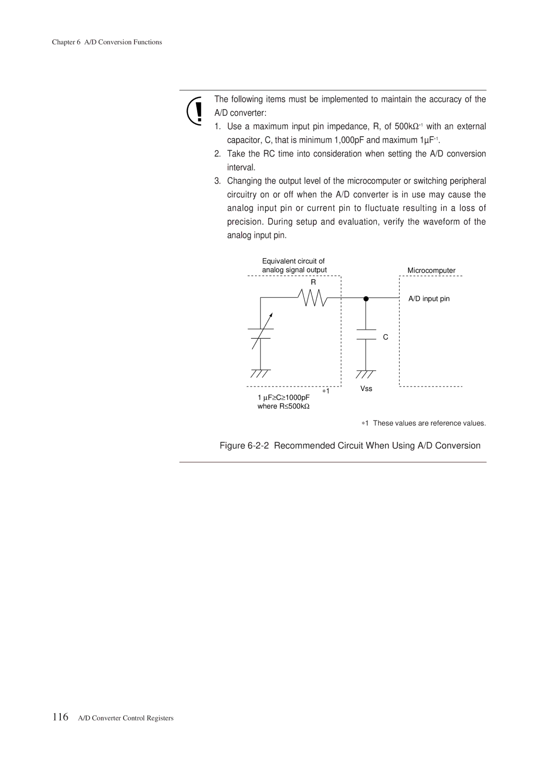 Panasonic MN101C00 user manual Recommended Circuit When Using A/D Conversion 