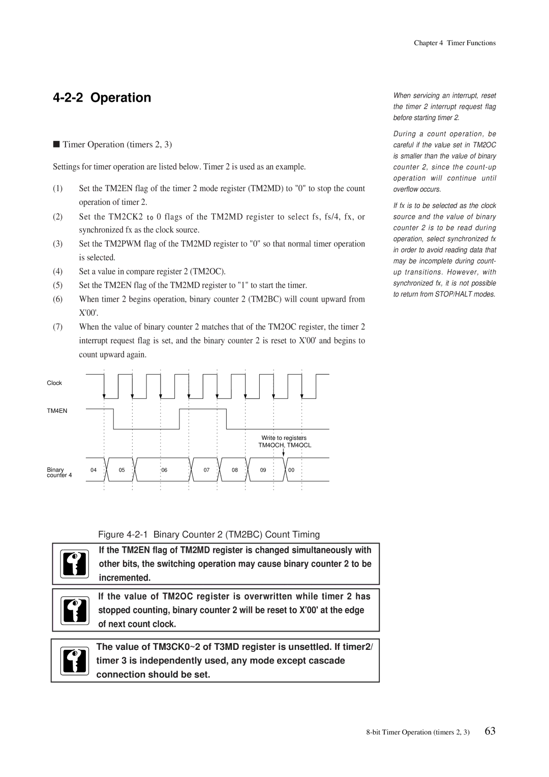 Panasonic MN101C00 user manual Operation, Binary Counter 2 TM2BC Count Timing 