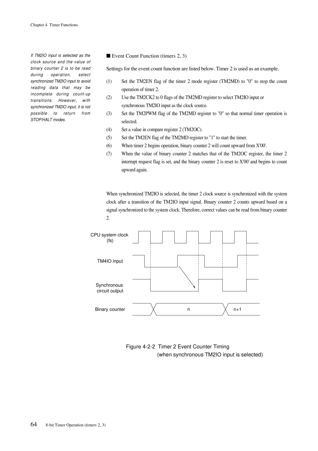 Panasonic MN101C00 user manual 64 8-bit Timer Operation timers 2 