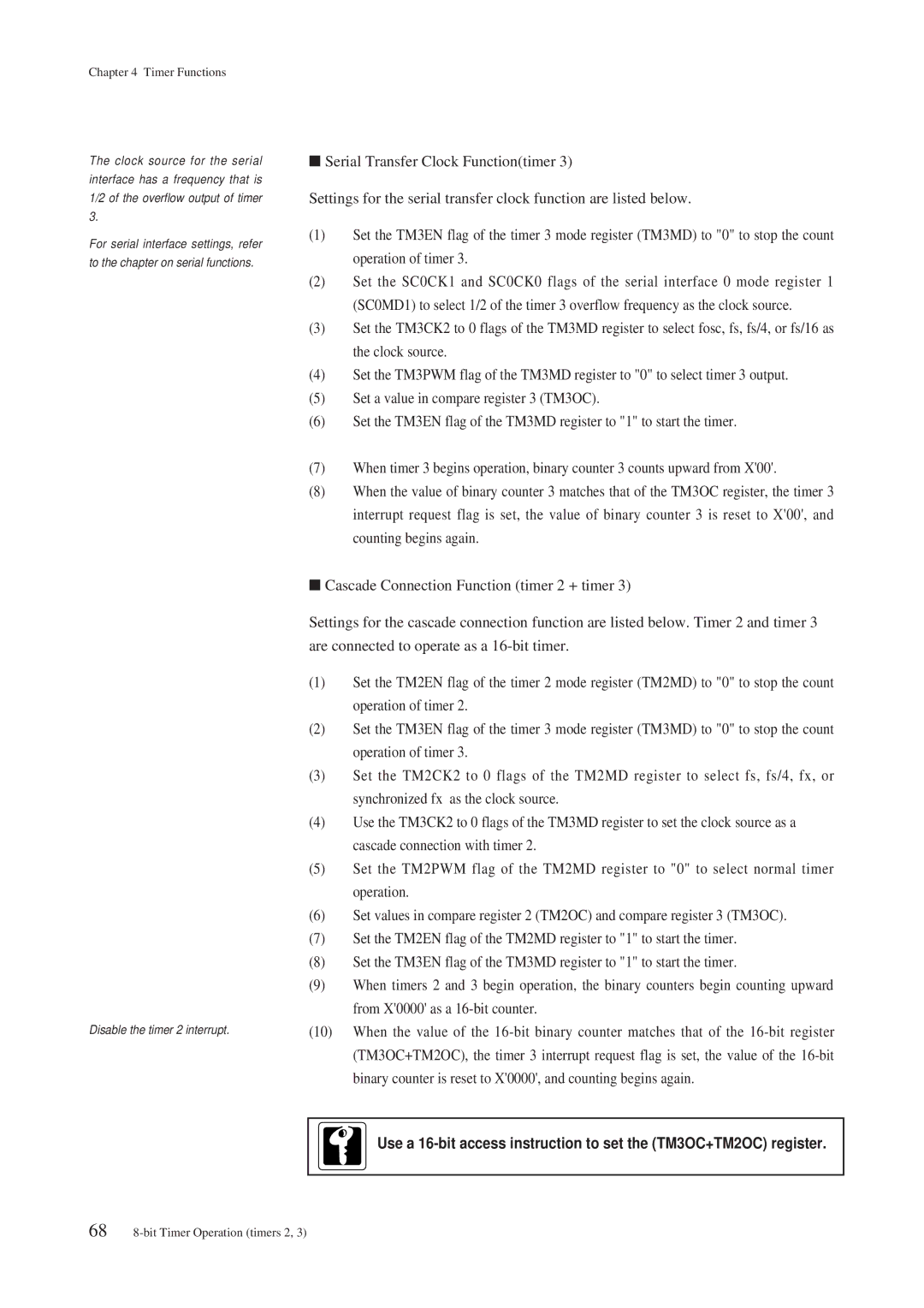 Panasonic MN101C00 user manual Disable the timer 2 interrupt 