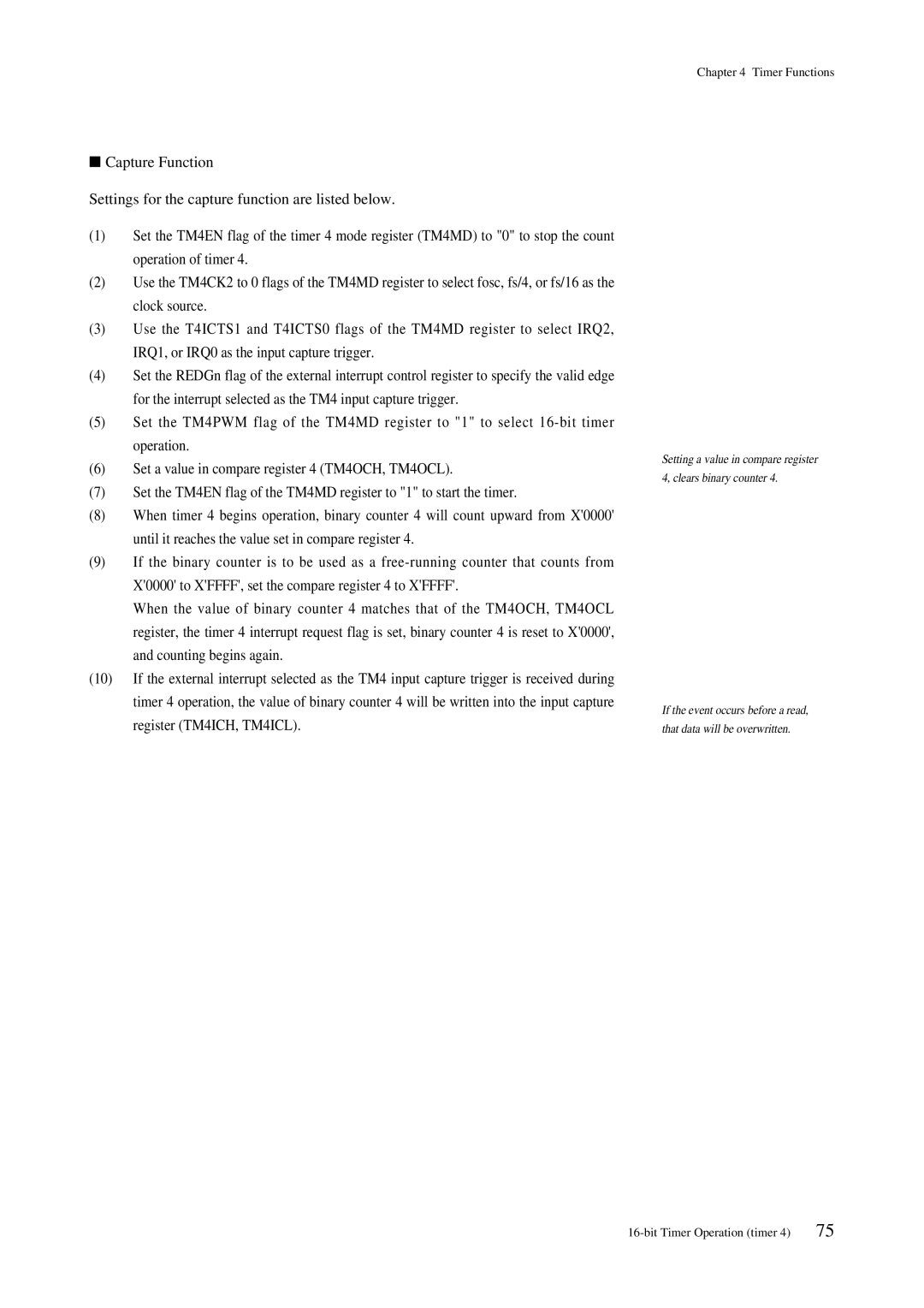 Panasonic MN101C00 user manual Timer Functions 