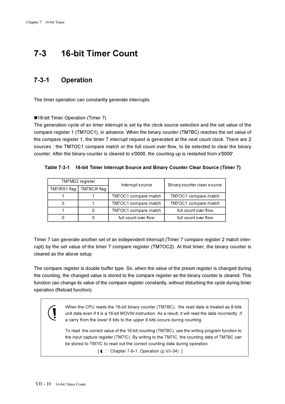 Panasonic MN101C77C, F77G user manual bit Timer Count, Operation 