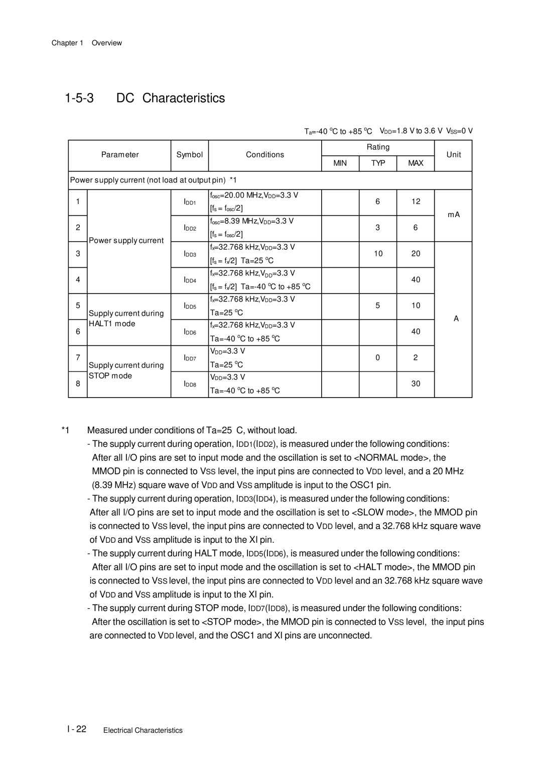 Panasonic MN101C77C, F77G user manual Characteristics 