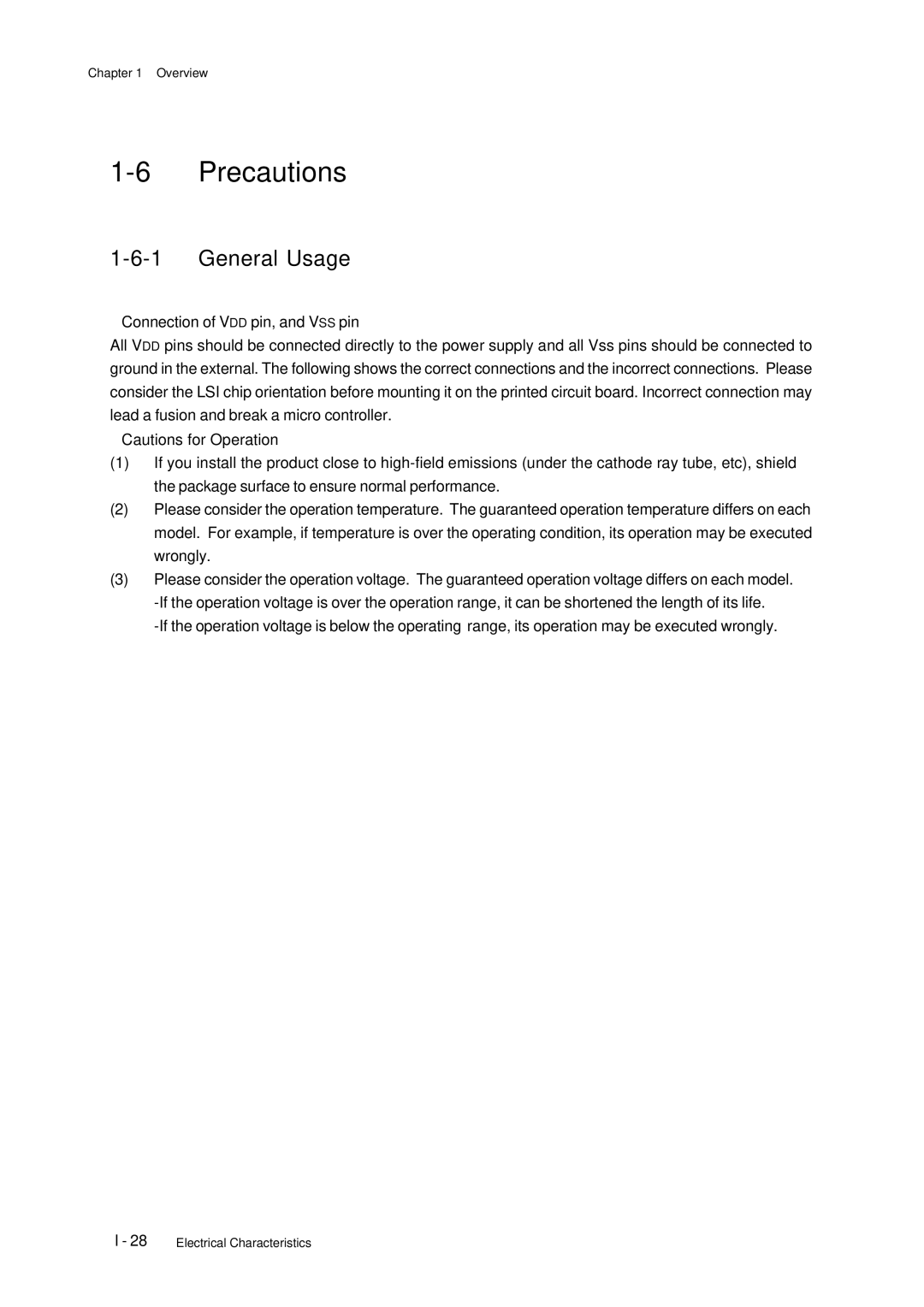 Panasonic MN101C77C, F77G user manual Precautions, General Usage 