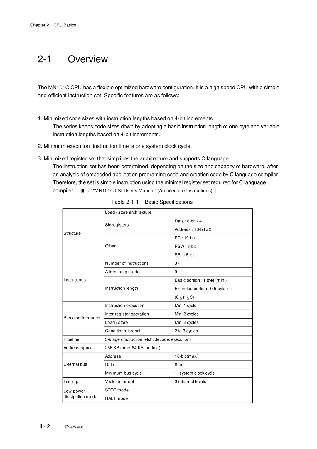 Panasonic MN101C77C, F77G user manual CPU Basics 