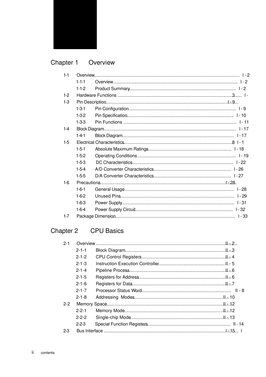 Panasonic MN101C77C, F77G user manual Contents 