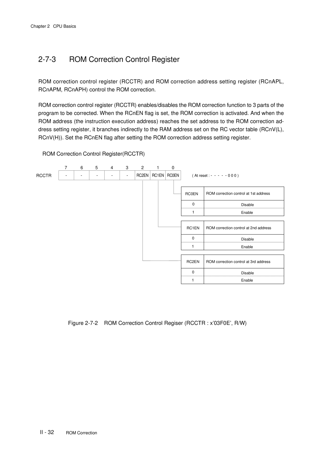 Panasonic MN101C77C, F77G user manual ROM Correction Control Register, Rcctr 