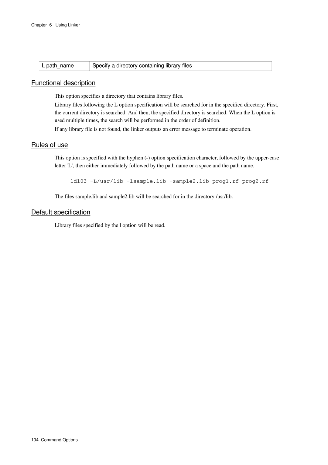 Panasonic MN1030 user manual Pathname Specify a directory containing library files 