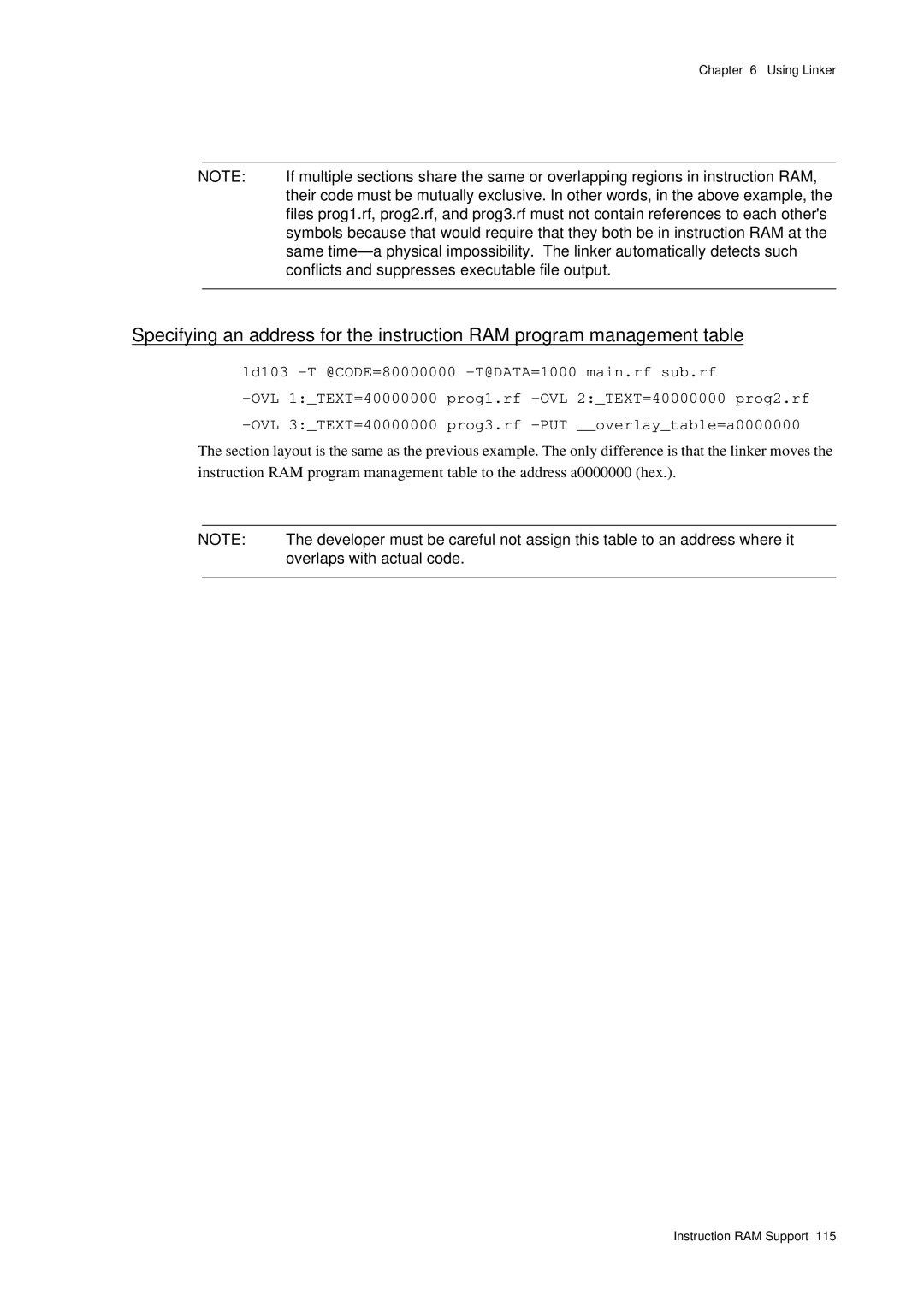 Panasonic MN1030 user manual Conflicts and suppresses executable file output, Overlaps with actual code 