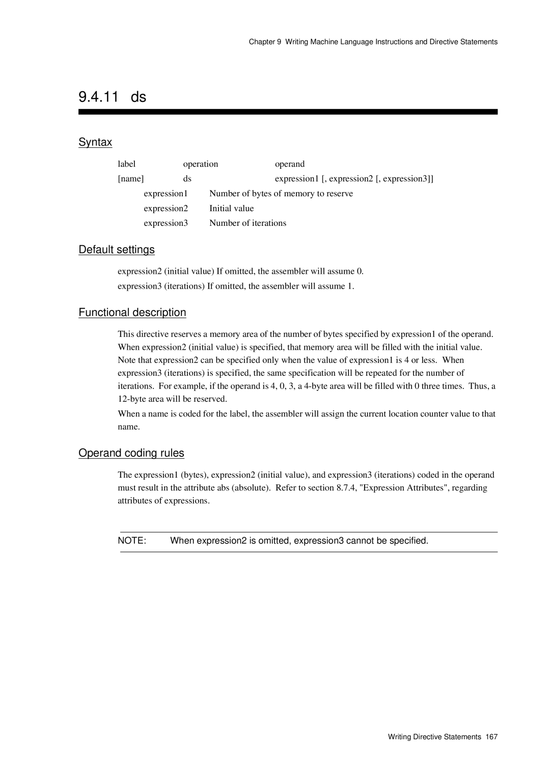 Panasonic MN1030 user manual 11 ds, When expression2 is omitted, expression3 cannot be specified 