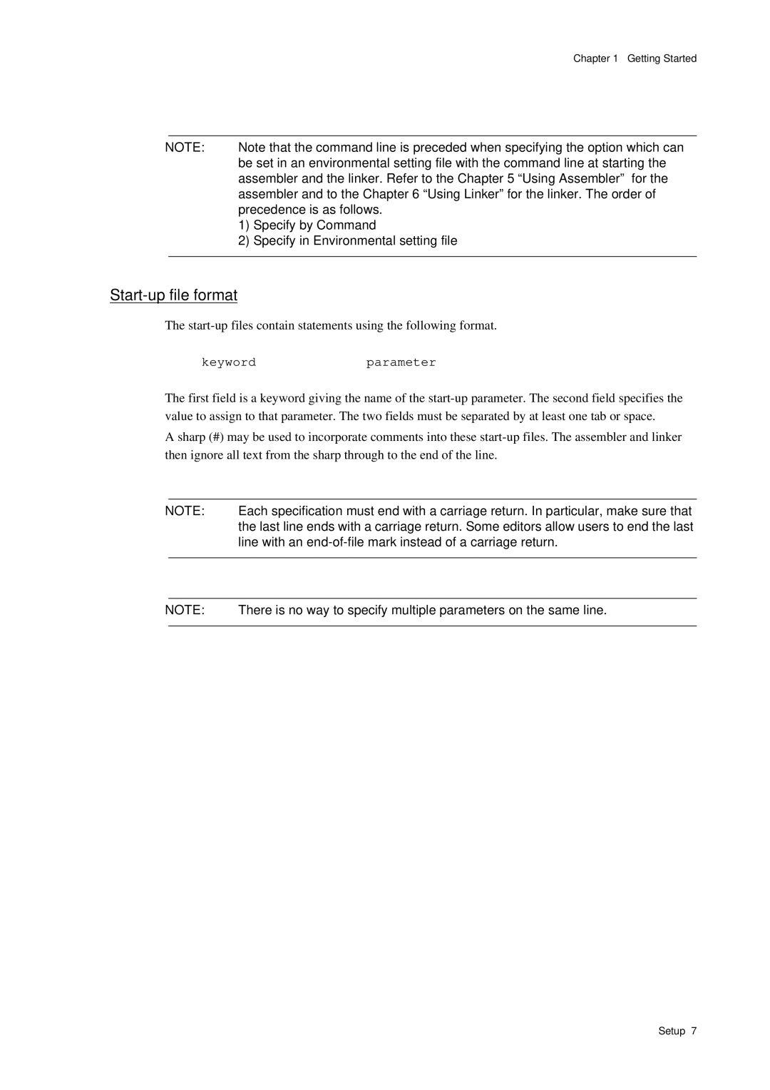 Panasonic MN1030 user manual Start-up file format, Keywordparameter 