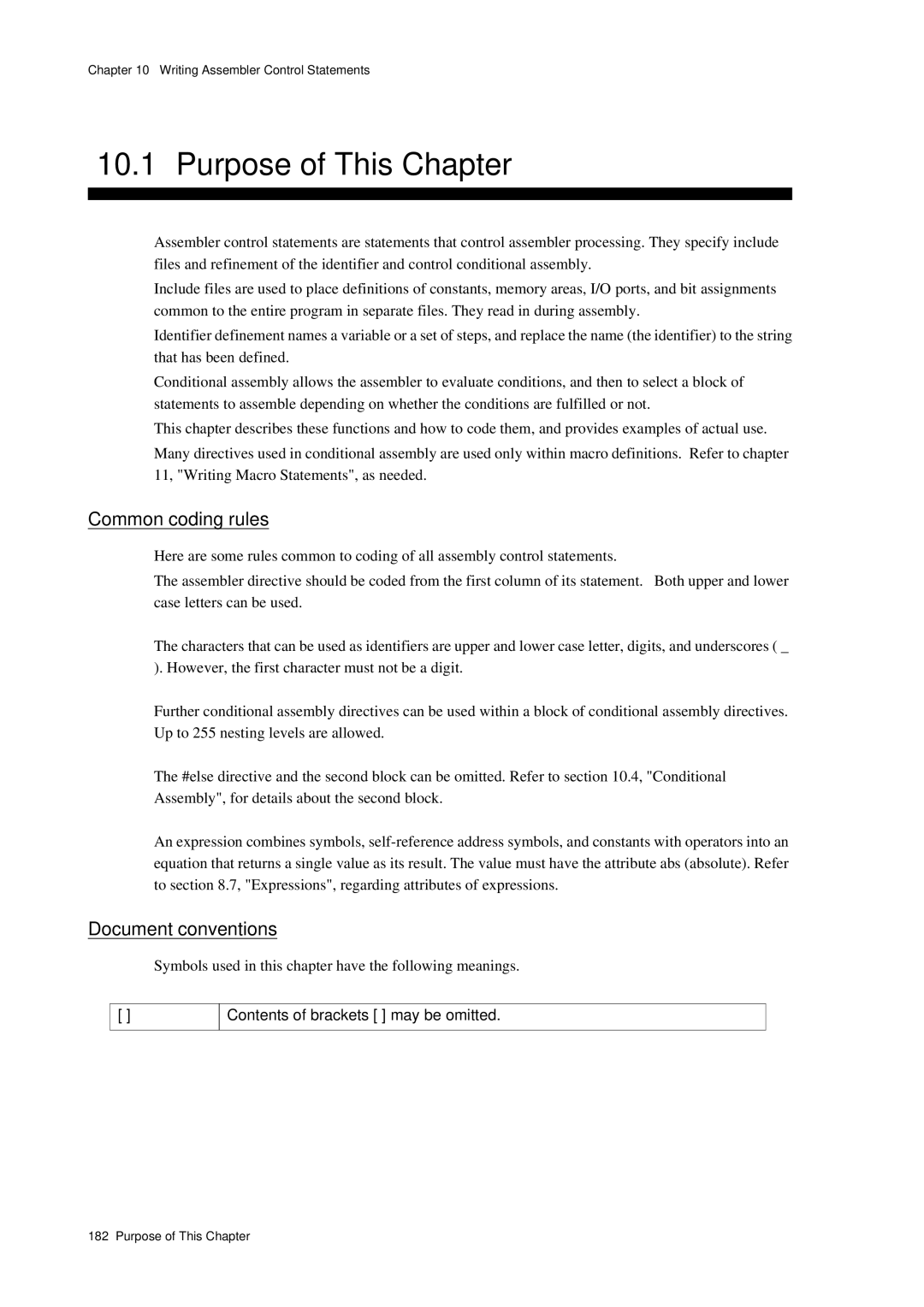 Panasonic MN1030 user manual Common coding rules, Symbols used in this chapter have the following meanings 