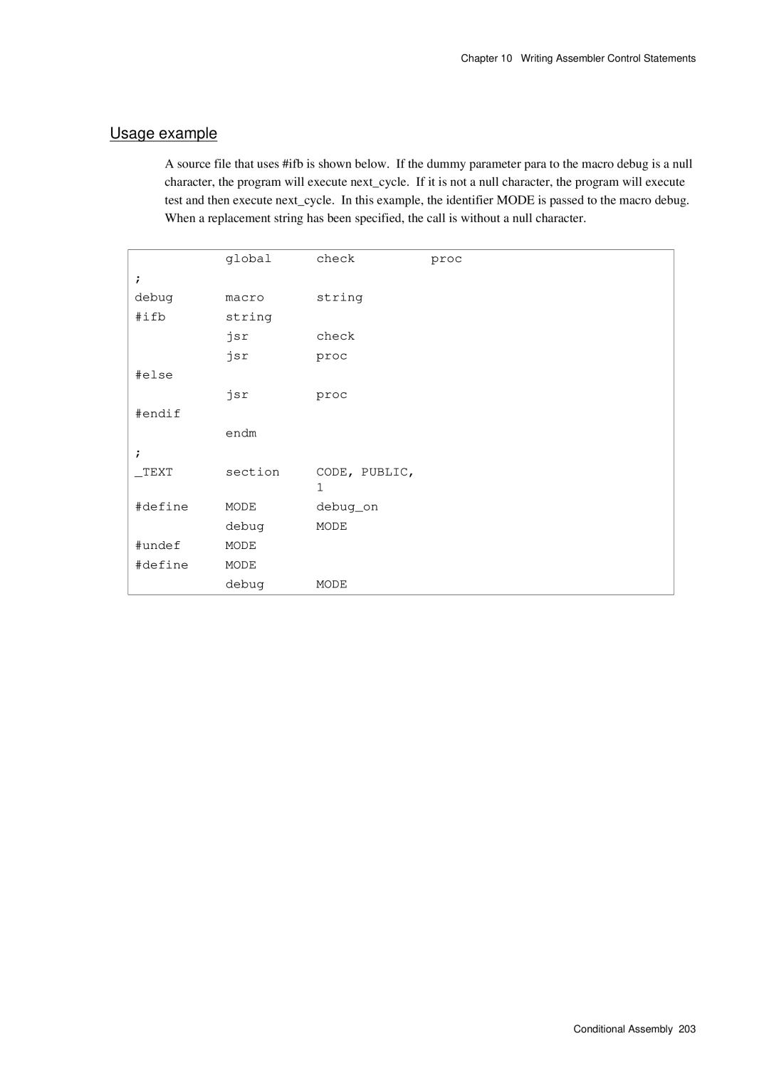 Panasonic MN1030 user manual Usage example, Debugon 