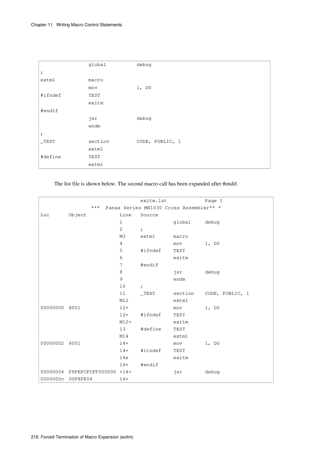 Panasonic MN1030 user manual Test 