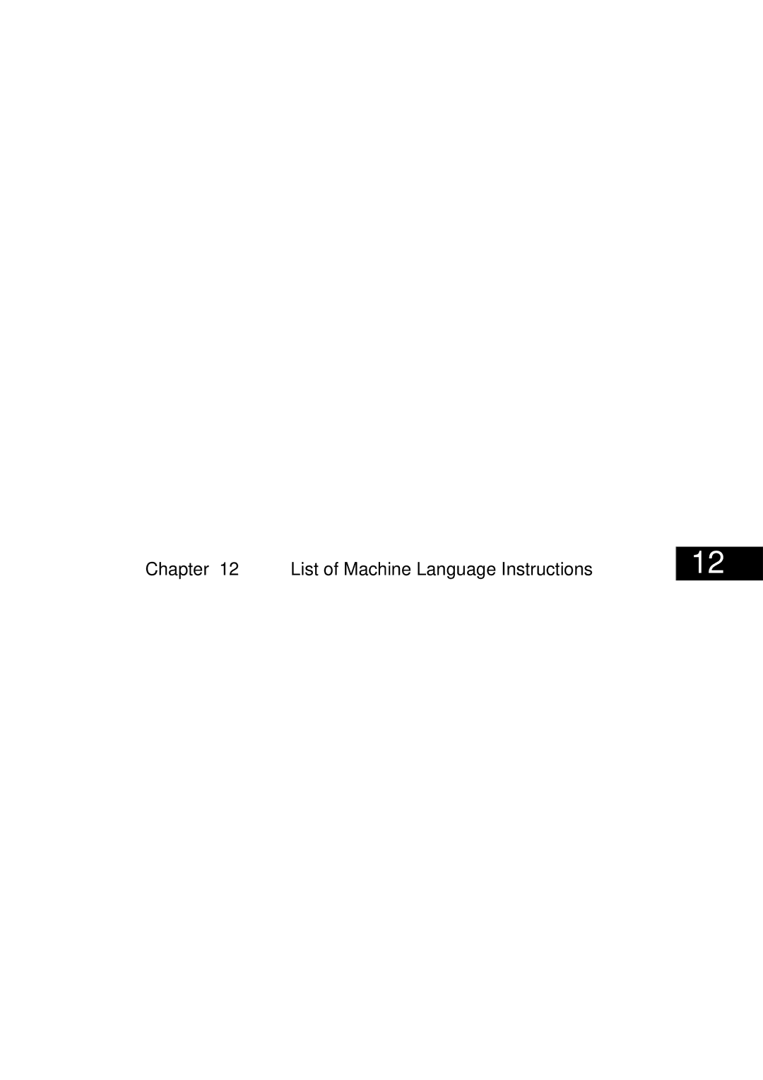 Panasonic MN1030 user manual List of Machine Language Instructions 