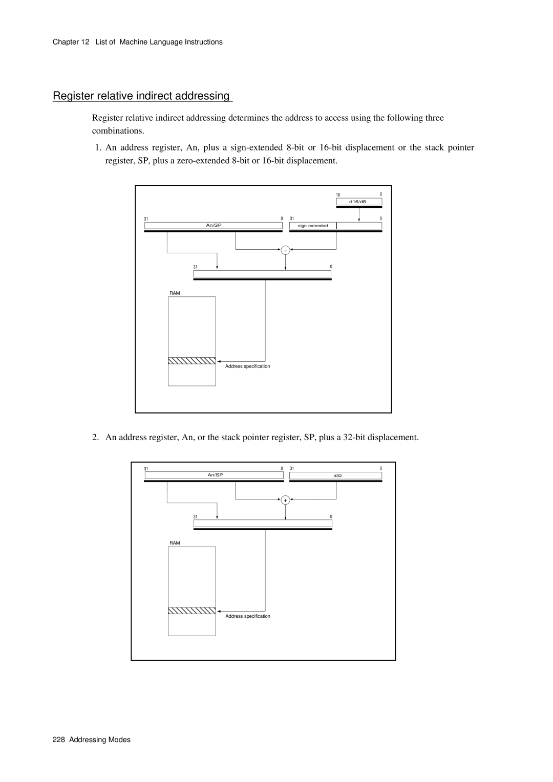 Panasonic MN1030 user manual Register relative indirect addressing 