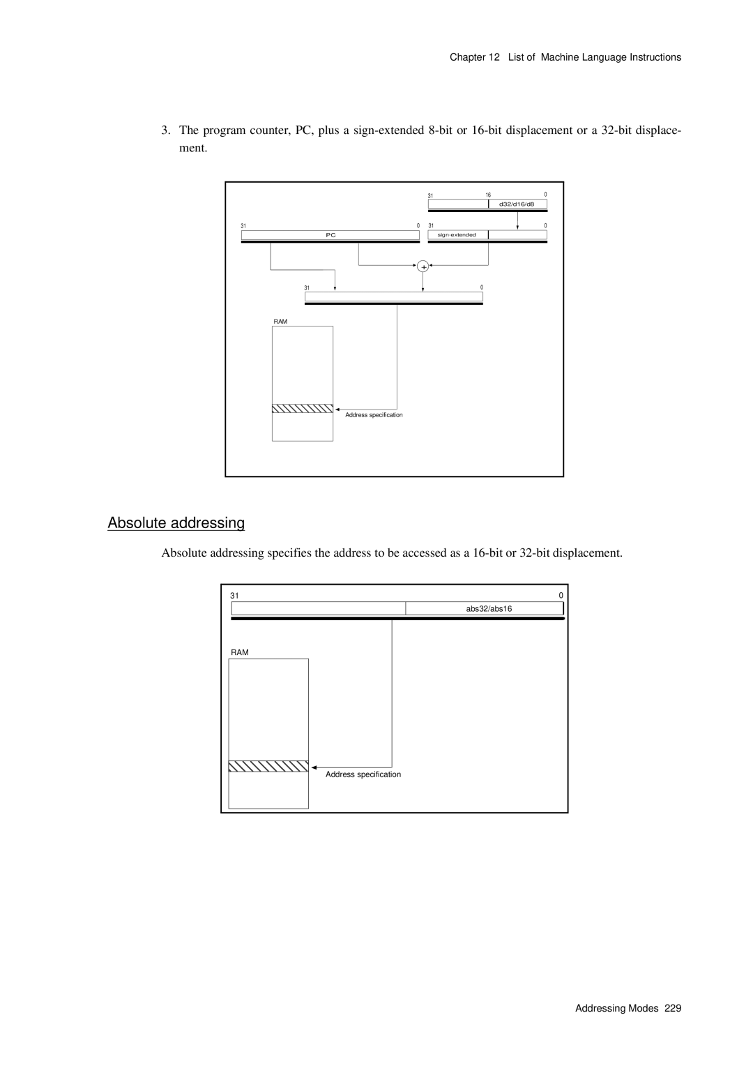 Panasonic MN1030 user manual Absolute addressing 