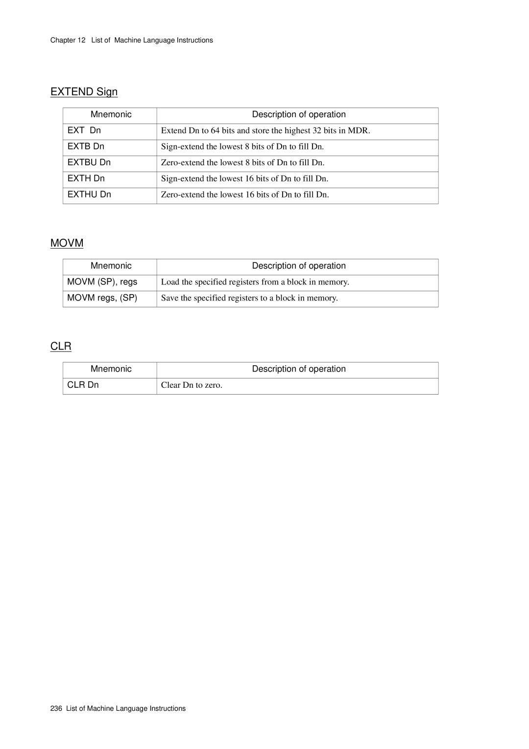 Panasonic MN1030 user manual Extend Sign 