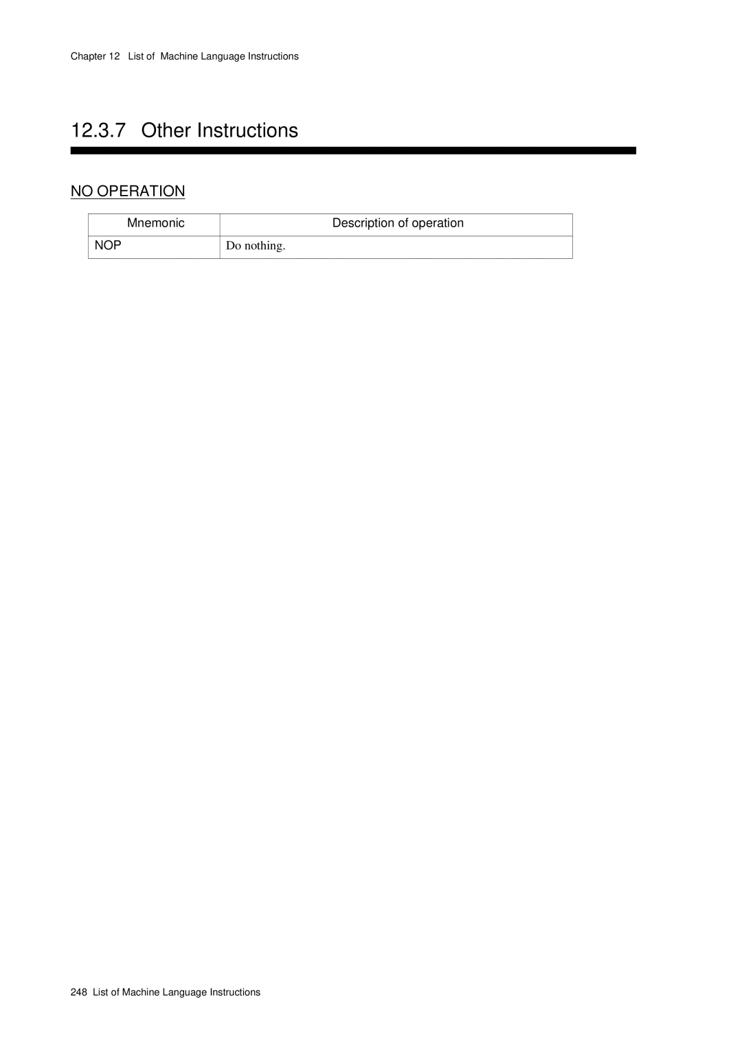 Panasonic MN1030 user manual Other Instructions, Do nothing 