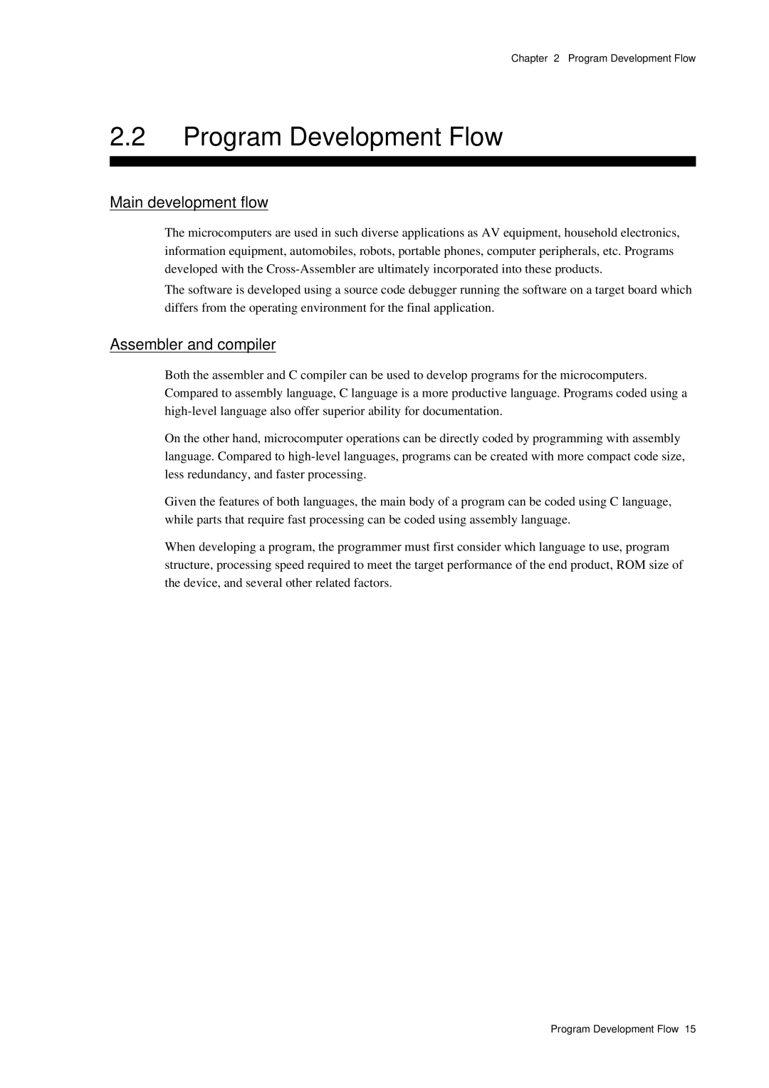 Panasonic MN1030 user manual Program Development Flow, Main development flow, Assembler and compiler 