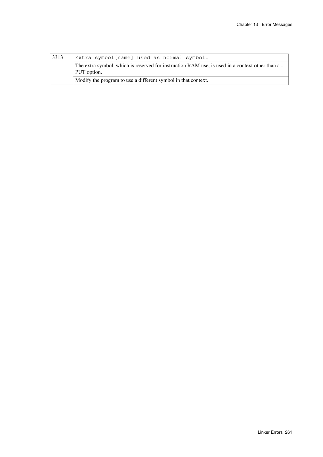 Panasonic MN1030 user manual 3313, Extra symbolname used as normal symbol 