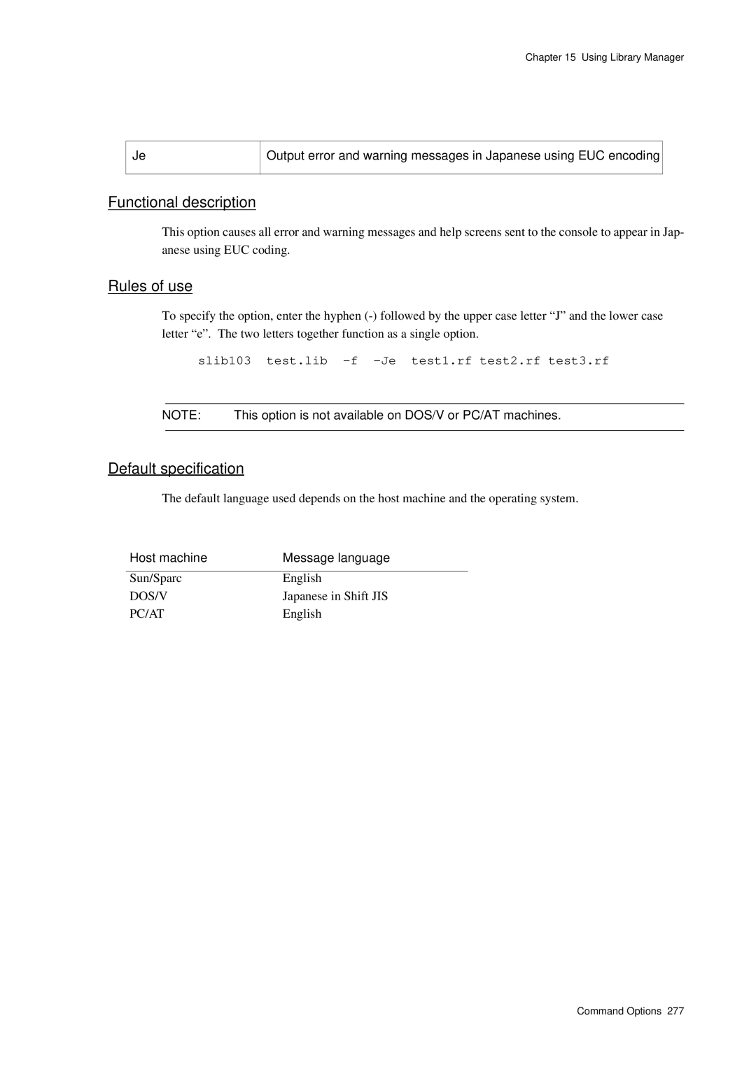 Panasonic MN1030 user manual Slib103 test.lib -f -Je test1.rf test2.rf test3.rf 