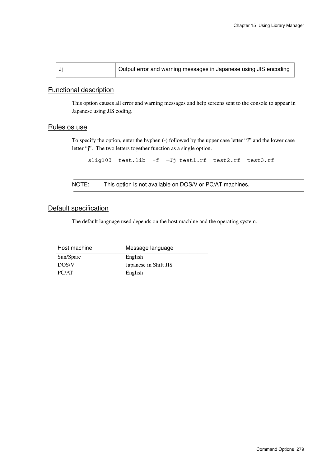 Panasonic MN1030 user manual Rules os use, Slig103 test.lib -f -Jj test1.rf test2.rf test3.rf 