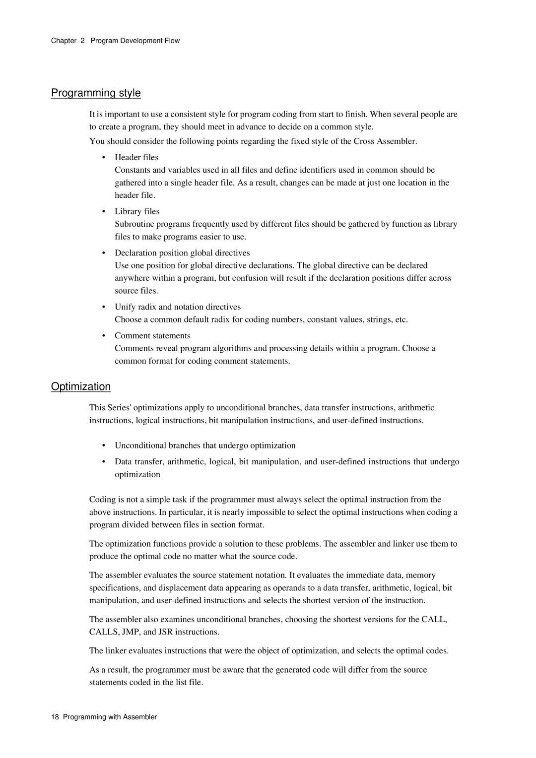 Panasonic MN1030 user manual Programming style, Optimization 