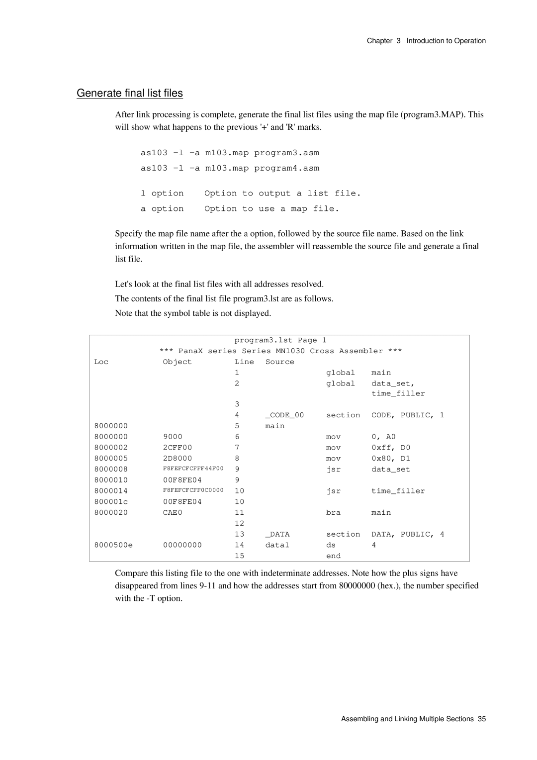 Panasonic MN1030 user manual CAE0 Data 