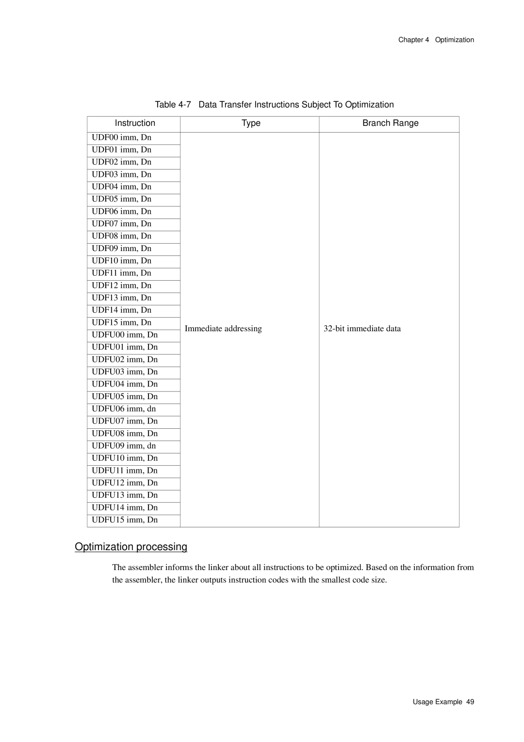 Panasonic MN1030 user manual Optimization processing 