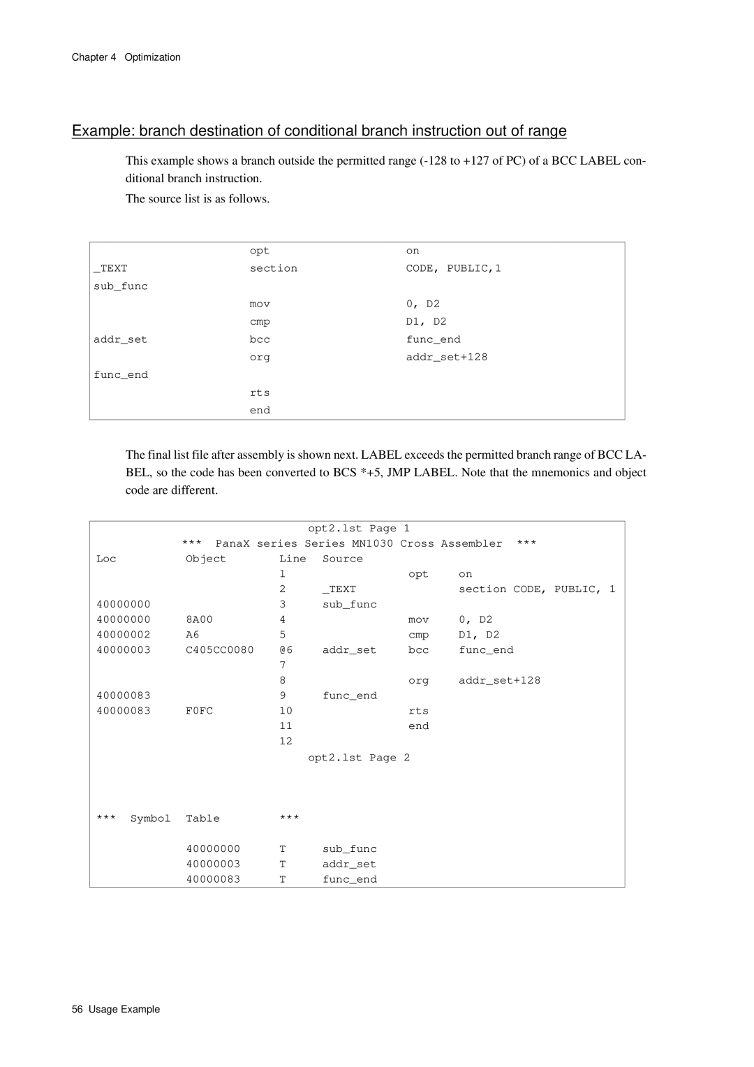 Panasonic MN1030 user manual Text 